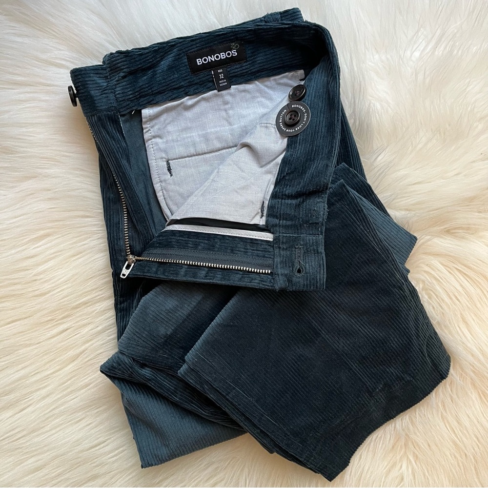 New Bonobos Pleated Stretch Corduroy Trousers Men’s Pants Cords 32 Reg Regular